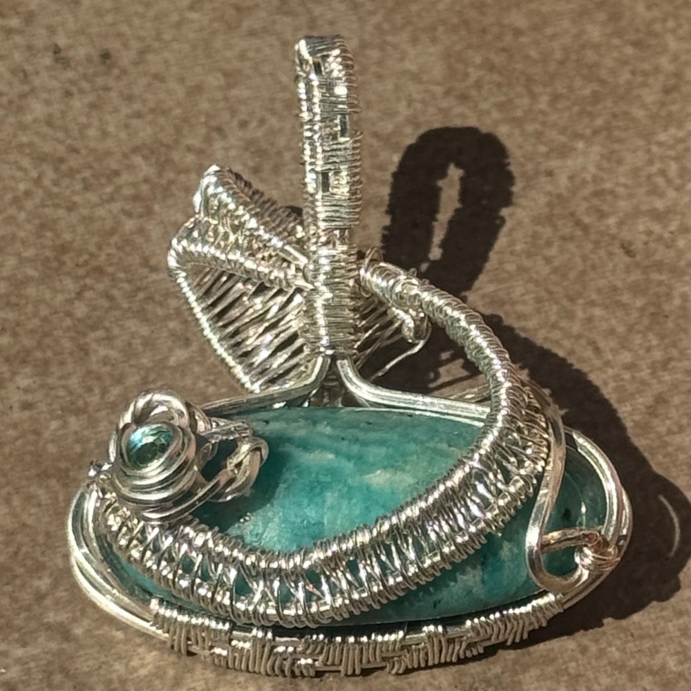 Artisan Copper & Amazonite Hand Wire-Wrapped Pendant